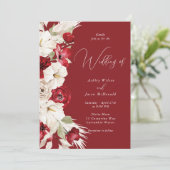 Moderne Elegante Rood & Wit Bloemen Huwelijk Kaart (Staand voorkant)