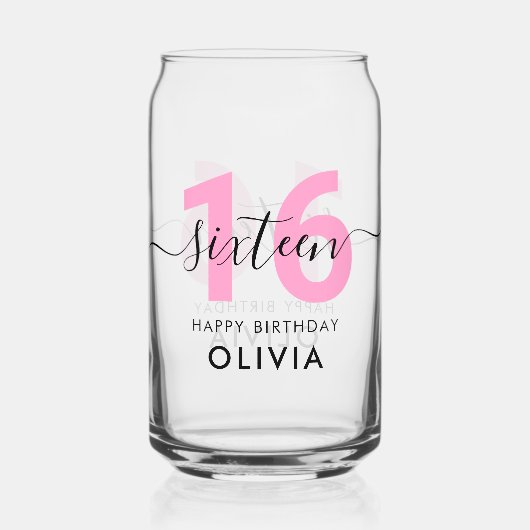 Moderne Elegante Roze 30e Verjaardag Blikvorm Glas (Voorkant)