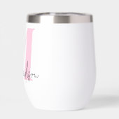 Moderne Elegante Roze Bloem Initialen Monogram (Achterkant)