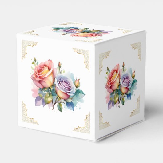 Moderne Elegante Roze Bloemen Nikah Moslim Uitnodi Bedankdoosjes (Achterkant)