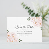 Moderne Elegante Roze Bloemige Bruiloft Save The Date (Staand voorkant)