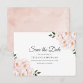 Moderne Elegante Roze Bloemige Bruiloft Save The Date (Voorkant / Achterkant)