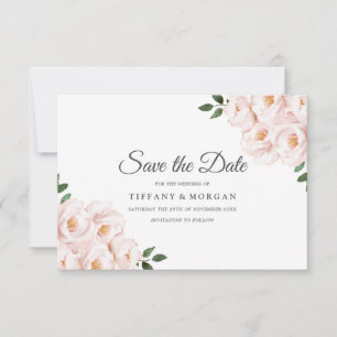 Moderne Elegante Roze Bloemige Trouwdag Save The Date