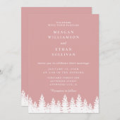 Moderne elegante roze en witte winter bruiloft kaart (Voorkant / Achterkant)