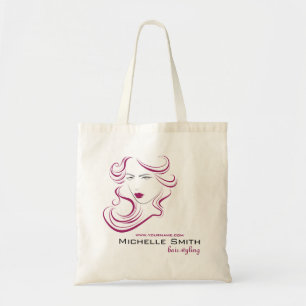 Moderne Elegante Roze Golvende Kapsalon Schoonheid Tote Bag