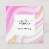 Moderne elegante Roze goud wit marmeren haar make- Vierkante Visitekaartje (Voorkant)