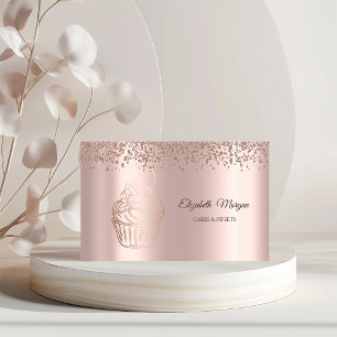 Moderne Elegante Roze Gouden Cupcake, Snoepjes, Ba Visitekaartje