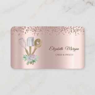 Moderne Elegante Roze Gouden Cupcake, Snoepjes, Ba Visitekaartje