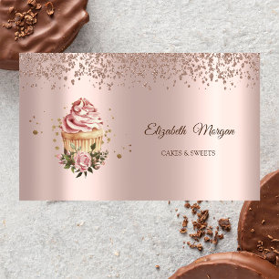 Moderne Elegante Roze Gouden Diamanten Bloemige Cu Visitekaartje