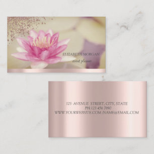Moderne Elegante Roze Gouden Diamanten Lotus Boho Visitekaartje