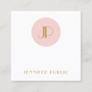 Moderne Elegante Roze Gouden Monogram Sjabloon Vierkante Visitekaartje