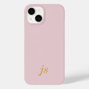 Moderne Elegante Roze Goudkleurige Monogram Initia Case-Mate iPhone 14 Hoesje