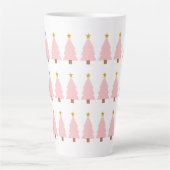 Moderne Elegante Roze Kerstboom Kunst, Gouden Ster Latte Mok (Voorkant)