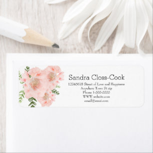 Moderne Elegante Roze Klaproos bloemig Retouradres Etiket