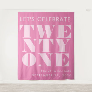 Moderne Elegante Roze Krachtige Typografie 21e Ver Wandkleed