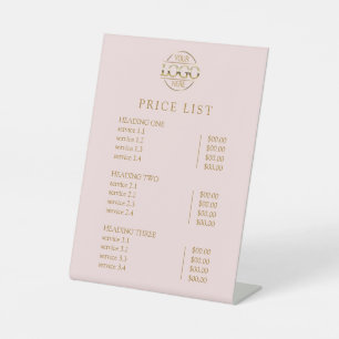 Moderne Elegante Roze Logo Service Menu Prijslijst Reclamebord Met Voetstuk
