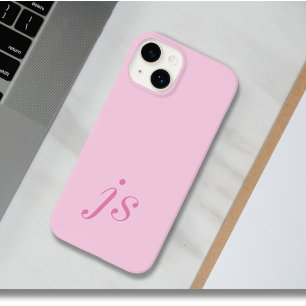 Moderne Elegante Roze Monogram Initiaal Case-Mate iPhone 14 Hoesje