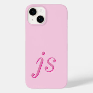 Moderne Elegante Roze Monogram Initiaal Case-Mate iPhone 14 Hoesje