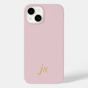 Moderne Elegante Roze Roze Gouden Monogram Initial Case-Mate iPhone 14 Hoesje
