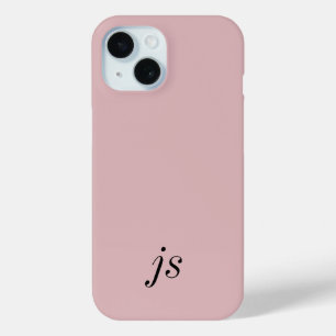 Moderne Elegante Roze Roze Zwart Monogram Initiale