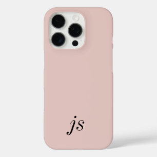 Moderne Elegante Roze Roze Zwart Monogram Initiale iPhone 16 Pro Hoesje