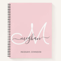 Moderne Elegante Roze Witte Script Monogram