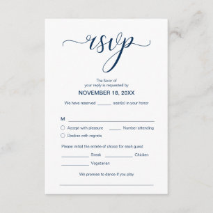 Moderne Elegante RSVP, Marineblauw, Reageren Informatiekaartje