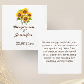 Moderne elegante rustieke Boho zonnebloem bruiloft Bedankkaart