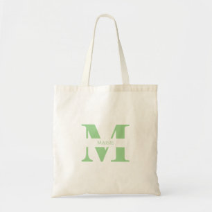 Moderne Elegante Saliegroene Gepersonaliseerde Mon Tote Bag