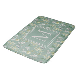 Moderne Elegante Saliegroene Zilveren Bladeren Mon Badmat