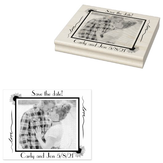 Moderne elegante save de datum zonnebloemen rubberstempel (Gestempeld)