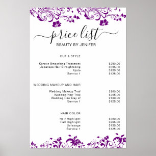 Moderne Elegante Schoonheidssalon prijzenlijst Pos Poster