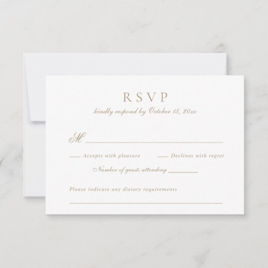 Moderne Elegante Script Antieke Gouden Trouw-RSVP Kaart (Voorkant)