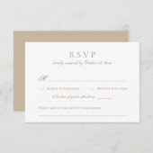 Moderne Elegante Script Antieke Gouden Trouw-RSVP Kaart (Voorkant / Achterkant)