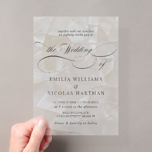 Moderne Elegante Script Bruiloft Acryl Uitnodigingen