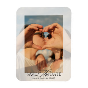 Moderne Elegante Script Bruiloftsfoto Magneet
