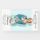 Moderne Elegante Script Foto Afstuderen Spandoek (Horizontaal)