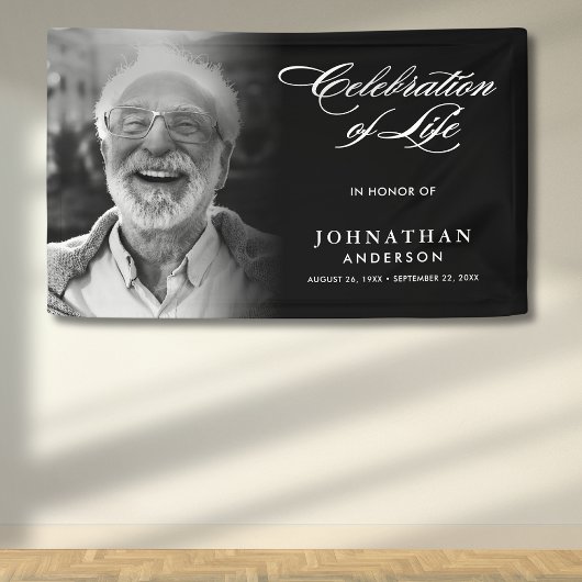 Moderne Elegante Script & Foto Viering van het Lev Spandoek