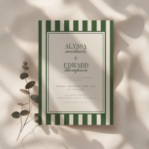Moderne Elegante Script Gestreepte Groene Huwelijk