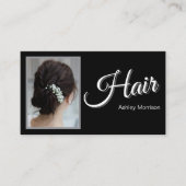 Moderne Elegante Script Haarstylist Zwart Visitekaartje (Voorkant)