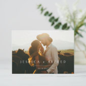 Moderne Elegante Script Horizontale Trouwfoto Save The Date (Staand voorkant)