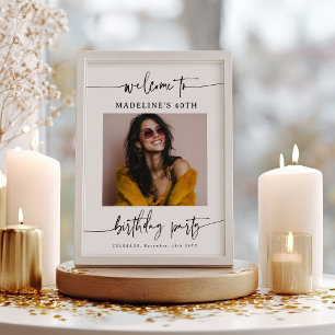 Moderne Elegante Script Huwelijksfoto Bord Poster