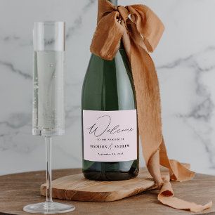 Moderne Elegante Script Lavendel Bruiloft Sparkling Wijnetiket