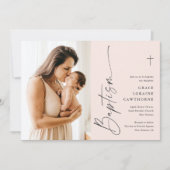Moderne Elegante Script Meisjes Foto Doop Kaart (Voorkant)