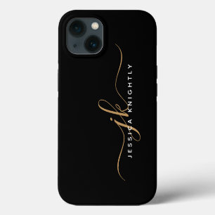 Moderne Elegante Script Monogram Beginletters Zwar iPhone 13 Hoesje