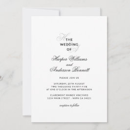 Moderne Elegante Script Monogram Huwelijk  Kaart