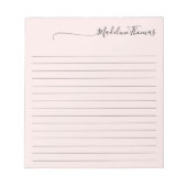 Moderne Elegante Script Roze Meisjesnaam Notitieblok (Voorkant)