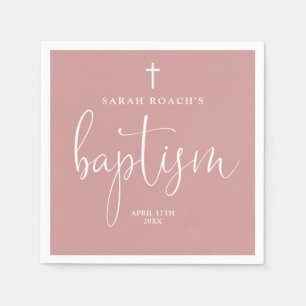Moderne Elegante Script Stof Roze Roze Doop Servet