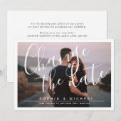 Moderne, elegante scriptfoto-verschuiving save the date (Voorkant / Achterkant)