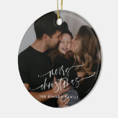 Moderne elegante scriptfotofamilie keramisch ornament (Links)